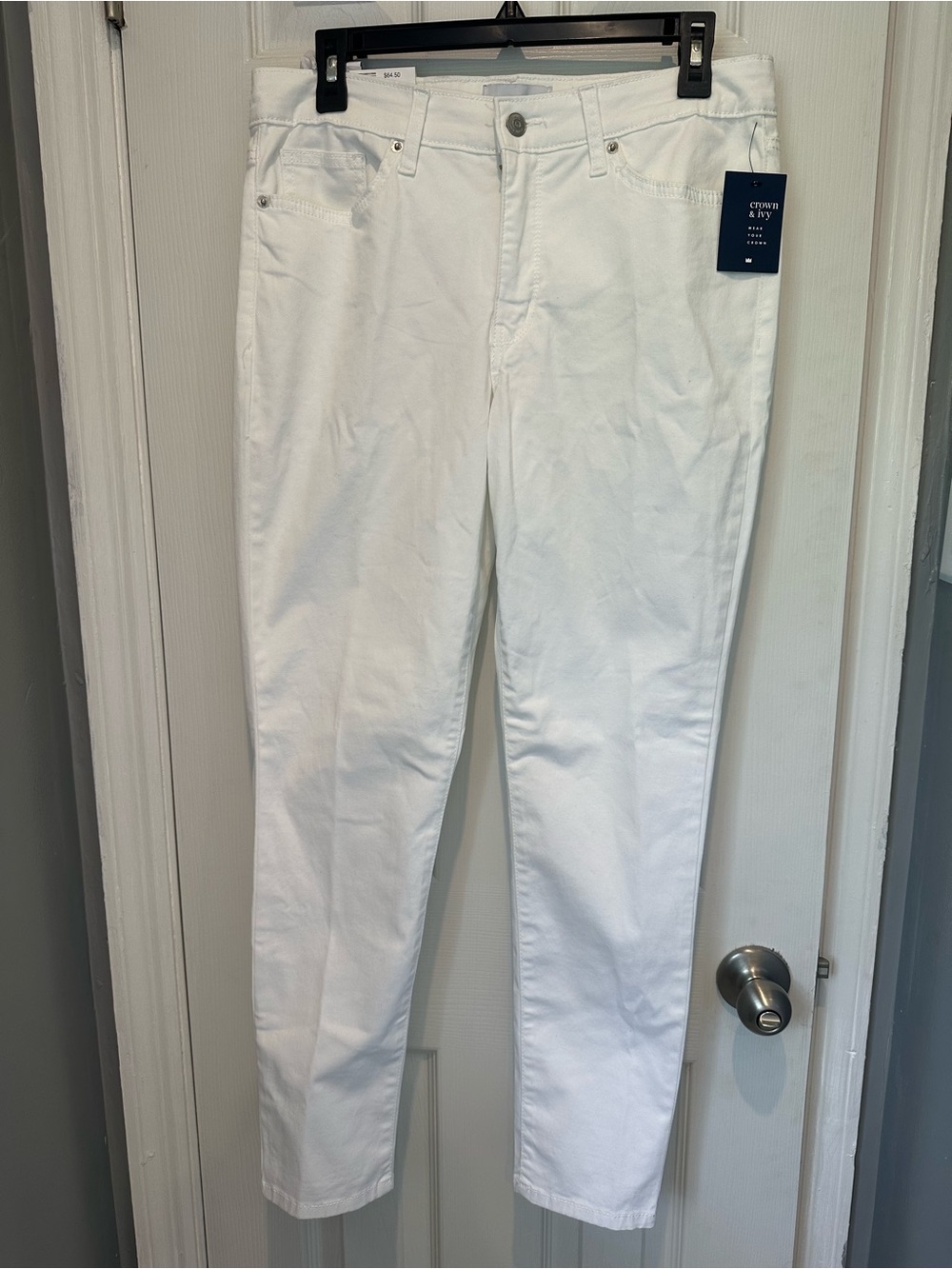 Crown and Ivy Womens Skinny Jeans Size 8 White Preppy Spring Summer Classic